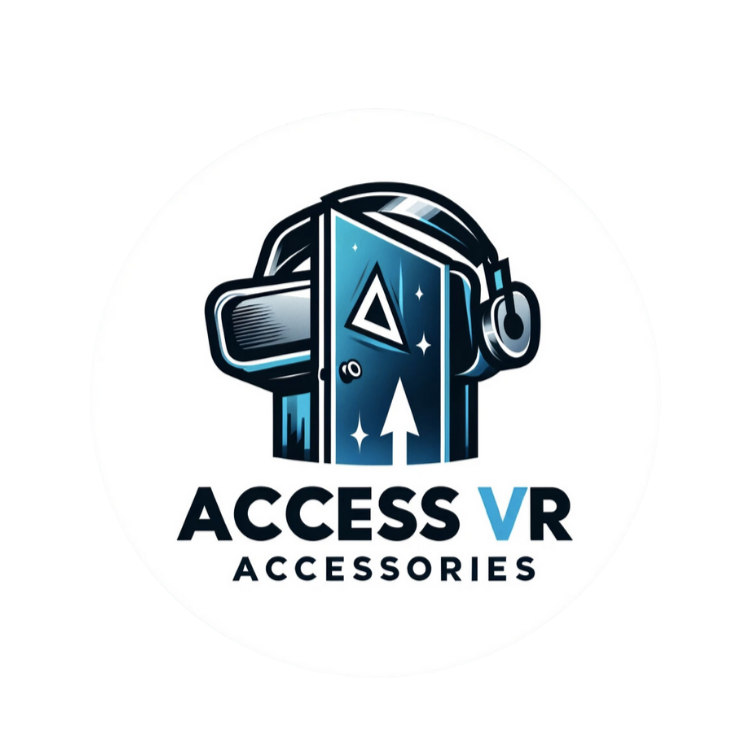 Access VR Accessories Logo featuring a VR headset and headphones