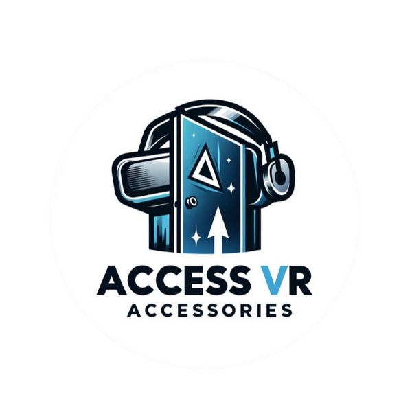 Access VR Accessories Logo featuring a VR headset and headphones